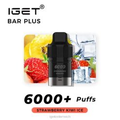 IGET Shop - Nikotinfreier Bar Plus Pod, 6000 Züge 8BTV376 Erdbeer-Kiwi-Eis