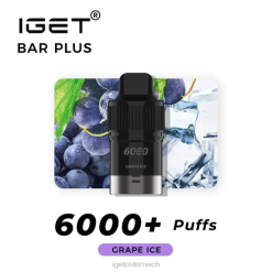 IGET Vape - Nikotinfreier Bar Plus Pod, 6000 Züge 8BTV382 Traubeneis