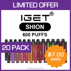 IGET Vape Sale - shion - 600 Züge - 20er-Pack 8BTV506